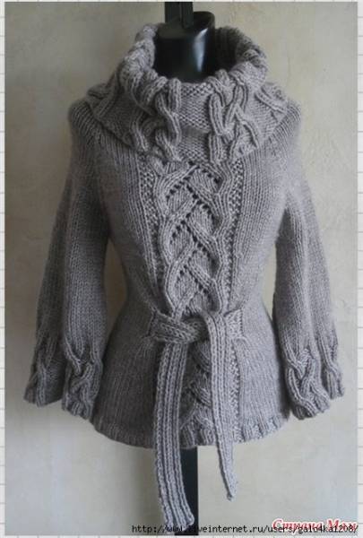 Пуловер с шикарным воротником (вязание спицами)