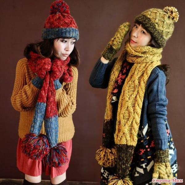 Идеи теплых шапочек и шарфиков