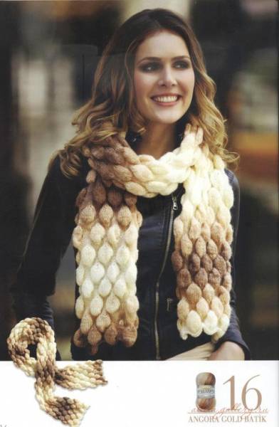 Очень красивый необычной вязки шарф.вязание спицами.