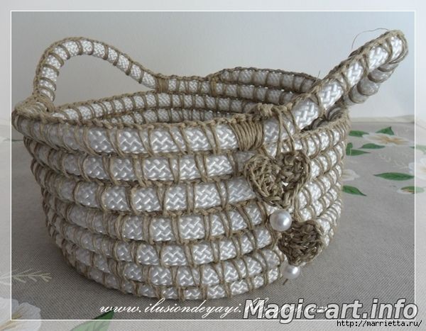 Корзинка из нейлоновой веревки и шпагата. Мастер-класс